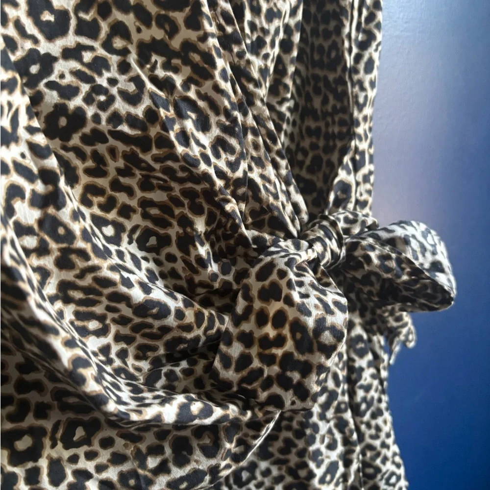 Express Cheetah Print Wrap Tie Front Blouse - Picture 3 of 5